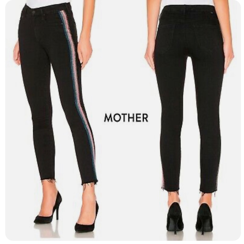MOTHER High Waisted Looker Ankle Fray in Guilty Glitter Racer